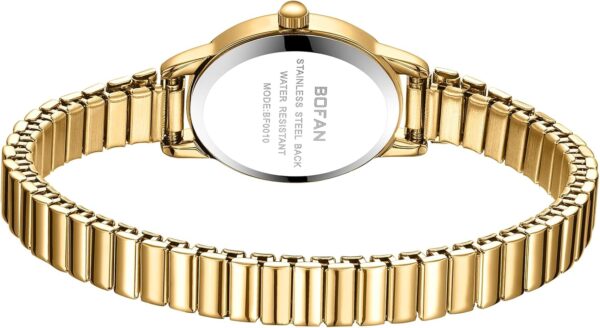 BOFAN Small Gold Watches for Women Easy Read Ladies Quartz Wrist Watch with Stainless Steel Expansion Band,Waterproof. - Image 4