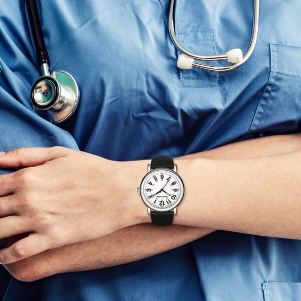 GOLDEN HOUR Waterproof Nurse Watch for Medical Professionals, Students Women Men - Military Time Luminouse Easy Read Dial, 24 Hour with Second Hand, Colorful Silicone Band - Image 8