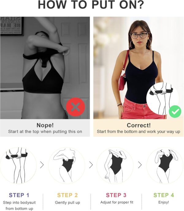 SHAPERX Women's Shapewear Bodysuit Tummy Control Body Shaper Seamless Sculpting Snatched Waist Body Suit - Image 6