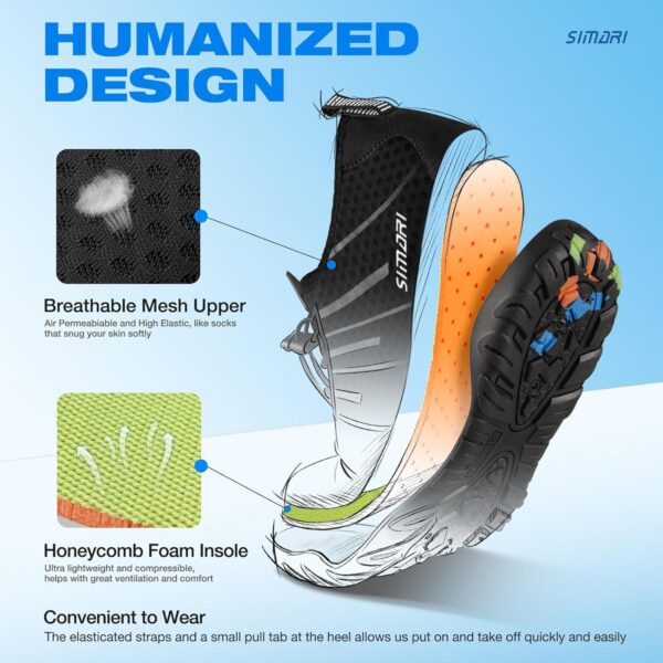 SIMARI Water Shoes for Women Men - Barefoot Quick-Dry Aqua Socks | Lightweight Swim Shoes for Surfing, Swimming, Beach Sports, Kayaking, Diving | Non-Slip Design - Image 5