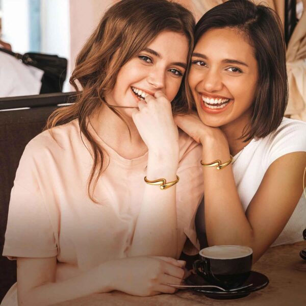 Gold Bangle Bracelets for Women Teens Trendy Chunky Adjustable Twist Cuff Bracelet Jewelry Gifts - Image 6