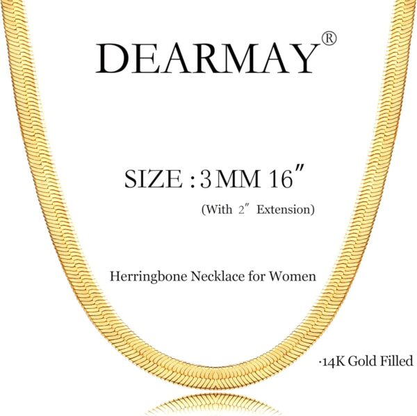 DEARMAY 14K Gold Necklaces for Women, Dainty Gold Herringbone Choker Necklace for Women Thin Layered Chunky Snake Chain Necklaces Jewelry for Teen Gifts - Image 6