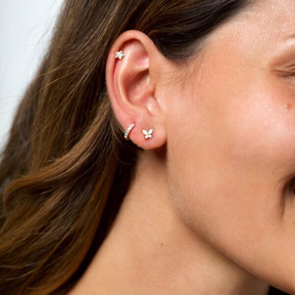 3 Pairs Gold Hoop Earrings Set: Dainty Stud Earrings Trendy Small 14K Gold Plated Hypoallergenic Dangle Cartilage Huggie Hoop Earrings for Women Gold Jewelry for Women Gifts - Image 6