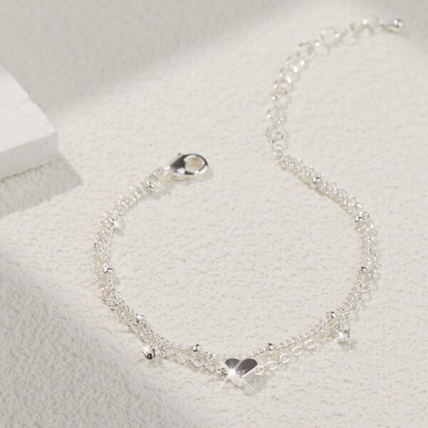Sterling Silver Anklet Bracelets for Women Waterproof, 925 Sliver Plated CZ & Heart Charm Dainty Layer Anklets for Women Trendy, Simple Chain Anklets Set Gifts for Women, Jewelry Gifts for Her Women Mom Wife Girlfriend - Image 7