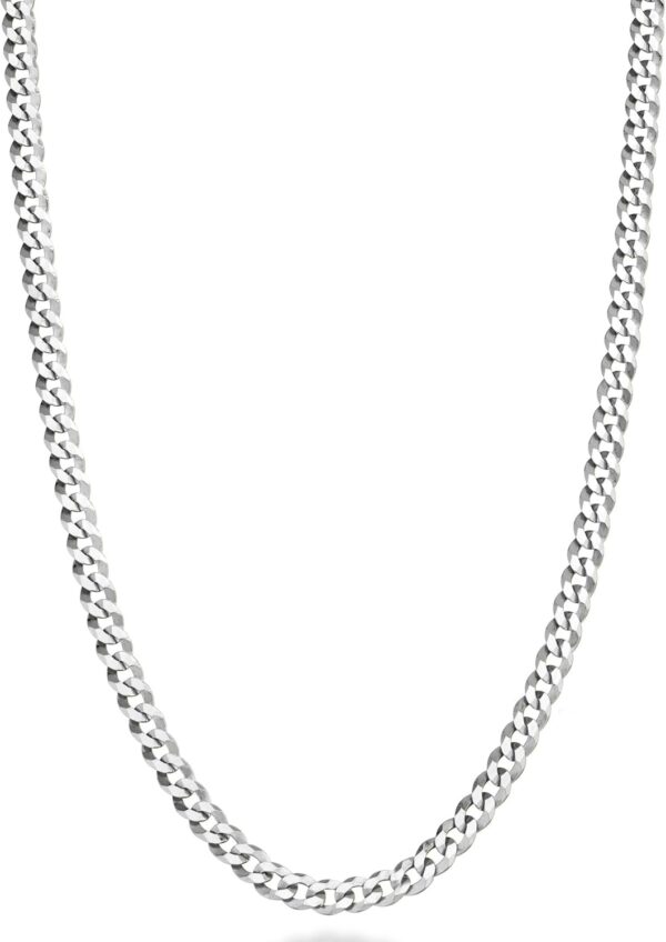 Miabella Italian Solid 925 Sterling Silver 3.5mm Diamond Cut Cuban Link Curb Chain Necklace for Women Men, Made in Italy - Image 2
