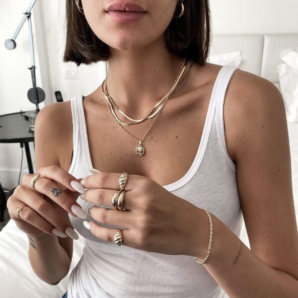 DEARMAY 14K Gold Necklaces for Women, Dainty Gold Herringbone Choker Necklace for Women Thin Layered Chunky Snake Chain Necklaces Jewelry for Teen Gifts - Image 4