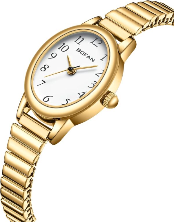 BOFAN Small Gold Watches for Women Easy Read Ladies Quartz Wrist Watch with Stainless Steel Expansion Band,Waterproof. - Image 3