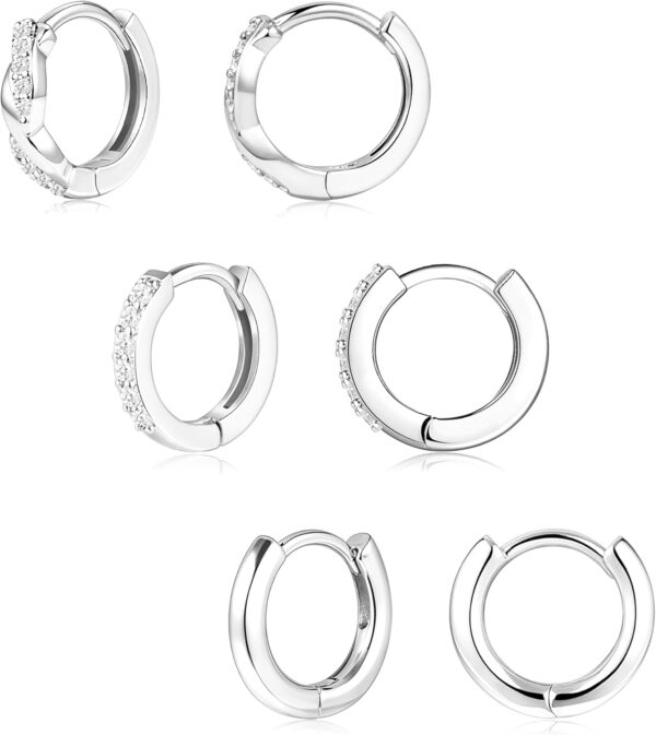 Gold Huggie Hoop Earrings Set for Women, Dainty Small Sterling Silver Earring for Multiple Piercing Stacks Hypoallergenic Jewelry, Trendy Twisted Birthstone CZ Cartilage Earings Gifts 3Pairs - Image 10