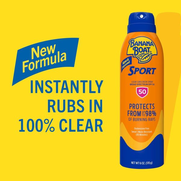 Banana Boat Sport Ultra SPF 50 Sunscreen Spray | Banana Boat Sunscreen Spray SPF 50, Water Resistant, Oxybenzone-Free, Sunblock, 6oz each Twin Pack - Image 5