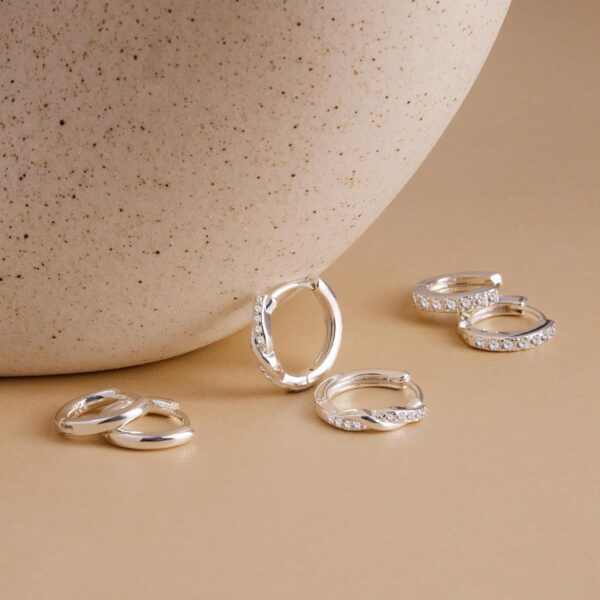 Gold Huggie Hoop Earrings Set for Women, Dainty Small Sterling Silver Earring for Multiple Piercing Stacks Hypoallergenic Jewelry, Trendy Twisted Birthstone CZ Cartilage Earings Gifts 3Pairs - Image 7