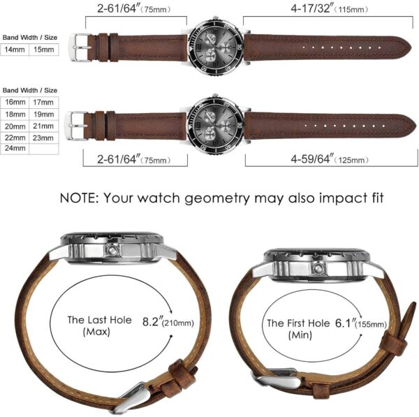 BISONSTRAP Watch Strap, Vintage Leather Replacement Bracelet, Band Width-14mm 15mm 16mm 17mm 18mm 19mm 20mm 21mm 22mm 23mm 24mm - Image 7