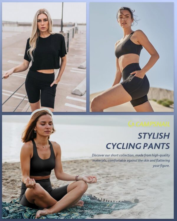 CAMPSNAIL Biker Shorts Women with Pockets - 3"/5"/8" High Waisted Workout Spandex Tummy Control Gym Running Yoga Shorts - Image 3