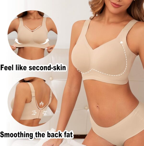 PoseFree Womens Seamless Wireless Supportive Bra Push Up Comfort Soft No Underwire Full Coverage T-Shirt Bra - Image 3
