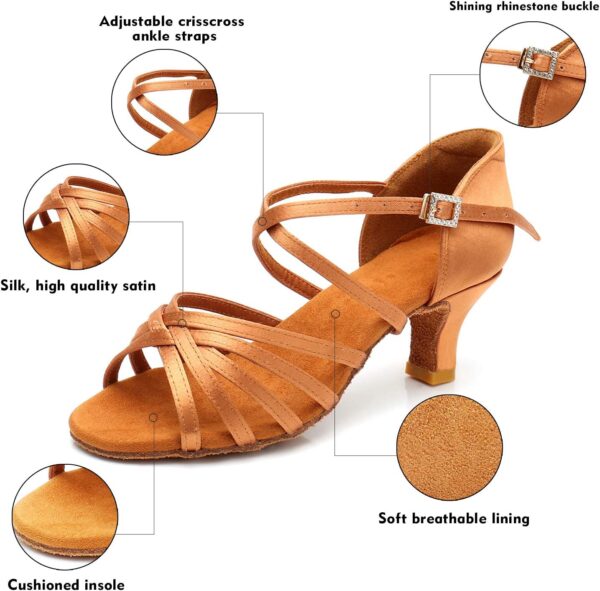 RoseMoli Women's Latin Dance Shoes Satin Professional Ballroom Salsa Practice Performance Dance Shoes - Image 6