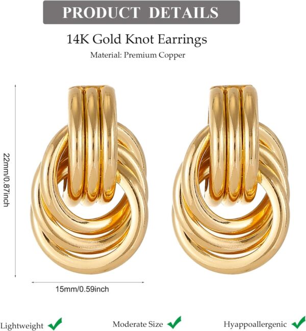 14K Gold Knot Earrings for Women Gold Silver Earrings Heart Link Drop Dangle Earring Chunky Gold Knotted Statement Jewelry - Image 7