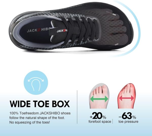 JACKSHIBO Wide Toe Box Shoes Women Arch Support Wide Sneakers for Running Walking Athletic Tennis Orthopedic Plantar Fasciitis Workout with Thick Cushion Zero Drop Sole Width Shoes - Image 3