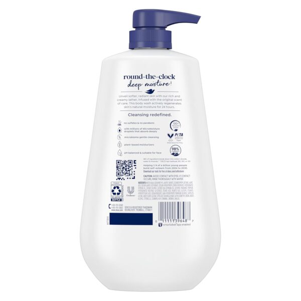 Dove Body Wash Deep Moisture for 24hr Lotion-Soft Skin Moisture Moisturizing Skin Cleanser with No Sulfates No Parabens 30.6 oz - Image 3