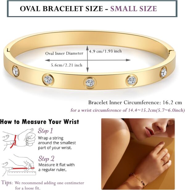Gold Bracelets for Women Friendship Love Bangle Bracelets Cubic Zirconia Stainless Steel Bracelet Jewelry Birthday Gifts for Women Stocking Stuffers - Image 4