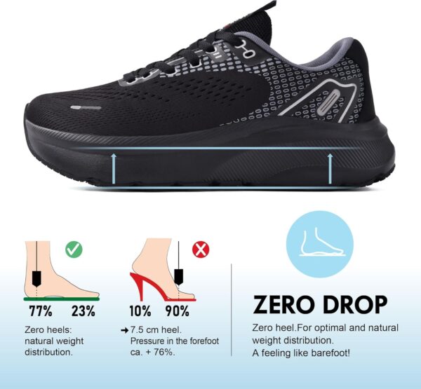 JACKSHIBO Wide Toe Box Shoes Women Arch Support Wide Sneakers for Running Walking Athletic Tennis Orthopedic Plantar Fasciitis Workout with Thick Cushion Zero Drop Sole Width Shoes - Image 4