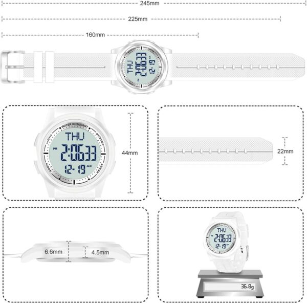 Beeasy Digital Watch Waterproof with Stopwatch Alarm Countdown Dual Time, Ultra-Thin Super Wide-Angle Display Digital Wrist Watches for Men Women - Image 6
