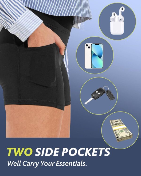 CAMPSNAIL Biker Shorts Women with Pockets - 3"/5"/8" High Waisted Workout Spandex Tummy Control Gym Running Yoga Shorts - Image 4