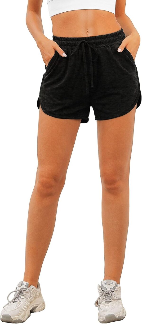 Aloodor Womens Athletic Shorts Running Dolphin Shorts with Pockets and Drawstring - Image 4