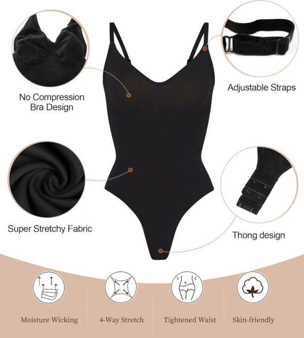 SHAPERX Women's Shapewear Bodysuit Tummy Control Body Shaper Seamless Sculpting Snatched Waist Body Suit - Image 5