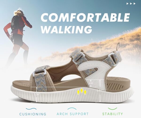 KuaiLu Womens Orthopedic Walking Sandals with Comfortable Arch Support Recovery Sport Relief Plantar Fasciitis Summer Outdoor Hiking Adjustable Strap Platform Cushion Shoes - Image 8