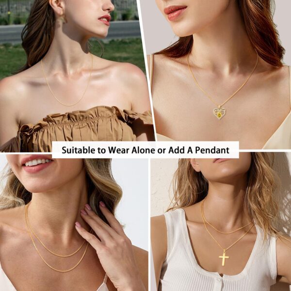 Jewlpire Solid 18k Gold Over 925 Sterling Silver Chain Necklace for Women, 1.1mm Cable Chain Necklace Thin & Dainty & Sturdy Women's Chain Necklaces, 14/16/17/18/20/22/24 Inches - Image 6