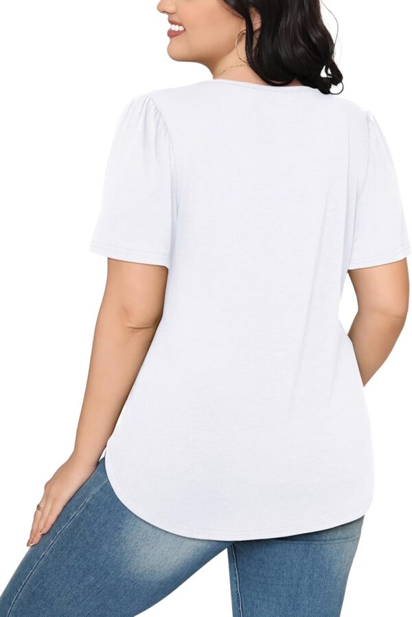 OFEEFAN Womens T Shirts Short Sleeve Pleated Dressy Casual Scooped Neck Summer Tops Blouses - Image 6