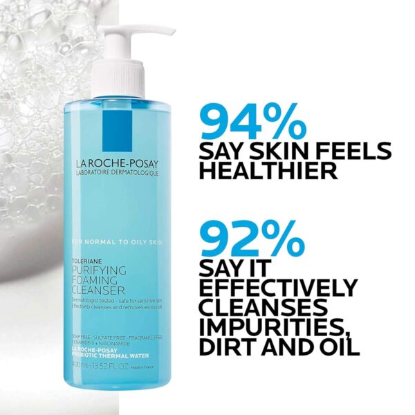 La Roche-Posay Toleriane Purifying Foaming Facial Cleanser, Oil Free Face Wash for Women & Men with Niacinamide + Ceramides, Pore Cleanser Safe For Sensitive Skin, Won’t Dry Out Skin, Soap Free - Image 5