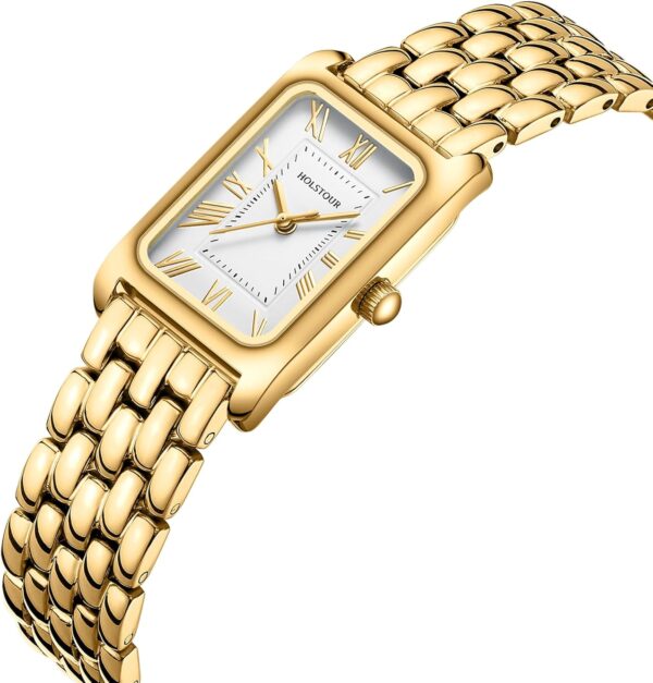 Watches for Women Vintage Bracelet Roman Dial Rectangular Case Gold Watch Waterproof with Tools - Image 3