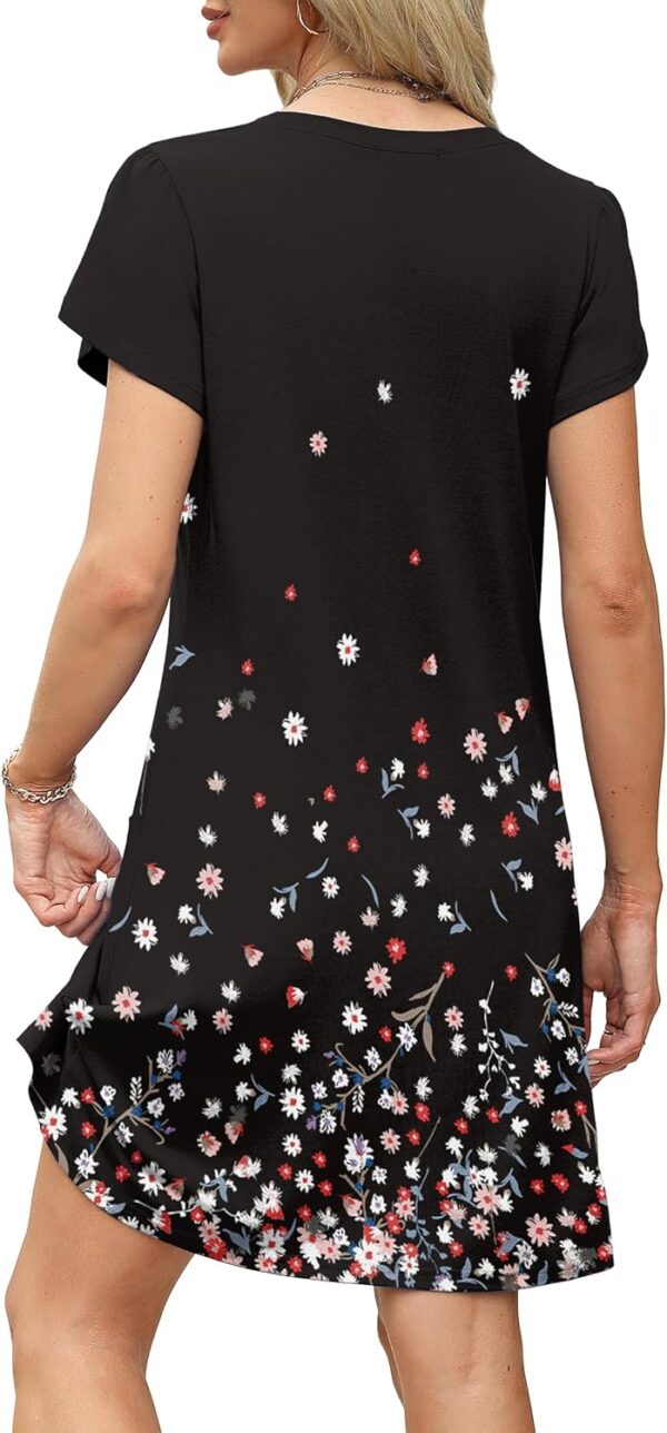 OFEEFAN Womens Summer Dresses 2025 Tulip Petal Short Sleeve V Neck Loose Swing Sundresses with Pockets Plain/Print - Image 6