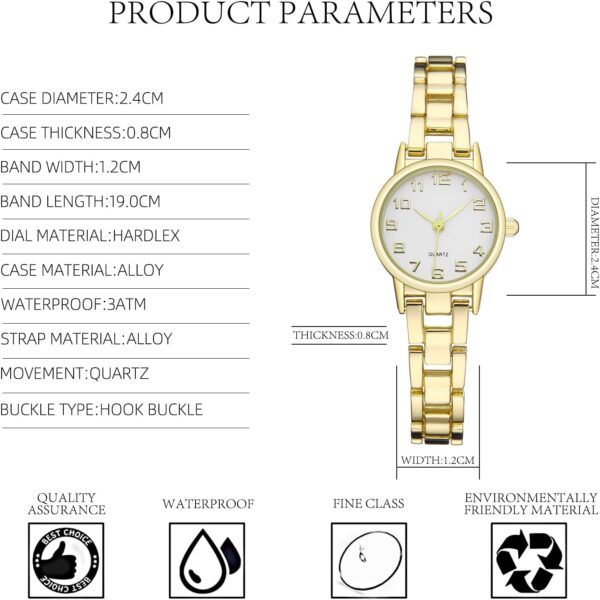 Womens Waterproof Wrist Watch,Women's Small Thin Analog Bracelet Quartz Watch Dainty Christmas Gifts - Image 7