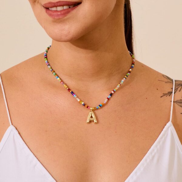 VRIUA Colorful Initial Necklaces for Women – Bubble Necklace Handmade Beaded Necklace Dainty Cute Beach Boho Necklaces for Women Trendy Jewelry Choker Necklace - Image 5