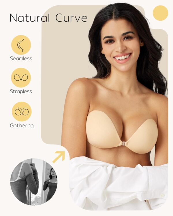 Niidor Adhesive Strapless Bra for Women Sticky Invisible Push up Silicone Bra for Backless Dress 2025 Upgraded Clasp Bras - Image 6