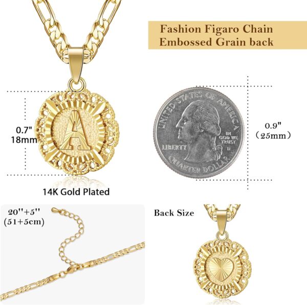 KissYan Initial Necklaces for Women, 14K Gold Plated Round Letter Pendant Capital Monogram Necklace Alphabets from A-Z Figaro Chain Jewelry - Image 5