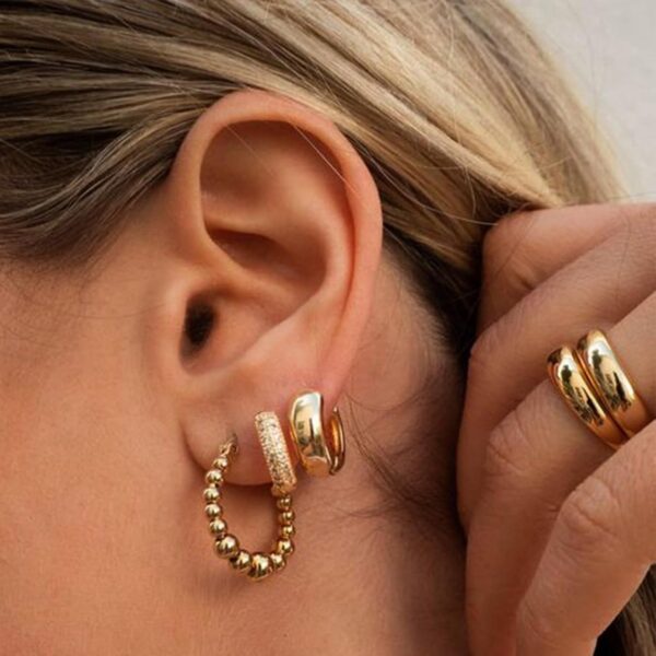 42 Pairs Gold Hoop Earrings Set for Women, Fashion Chunky Pearl Earrings Multipack Twisted Statement Earring Pack, Hypoallergenic Small Big Hoops Earrings for Birthday Party - Image 4