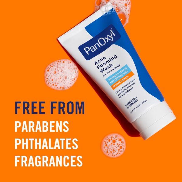 PanOxyl Acne Foaming Wash Benzoyl Peroxide 10% Maximum Strength Antimicrobial, 5.5 Oz - Image 9