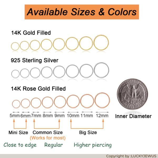 Small Gold Nose Ring Hoop for Women, Tiny Thin 14k Gold Filled Nose Piercing Hoop Jewelry 7mm 22G - Image 5