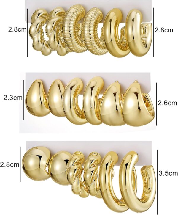 IFKM 24 Pairs Gold Hoop Earrings Set for Women Hypoallergenic Chunky Chain Twisted Open Hoops Dangle Earring Packs for Birthday Party Christmas Fashion Jewelry Gift - Image 8