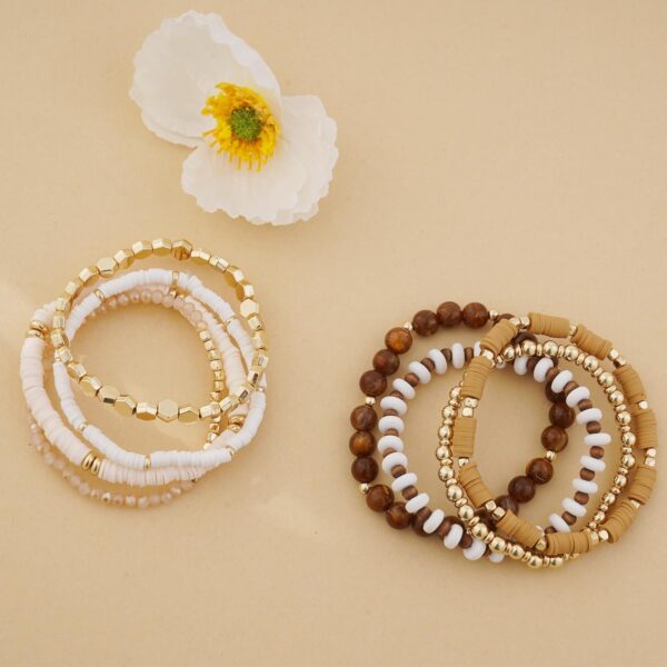 GOOJIDS Surfer Heishi Clay Bead Bracelets for Women Bohemian Stackable Gold Beaded Stretch Bracelets Elastic Layering Friendship Bracelets Set Boho Jewelry - Image 4