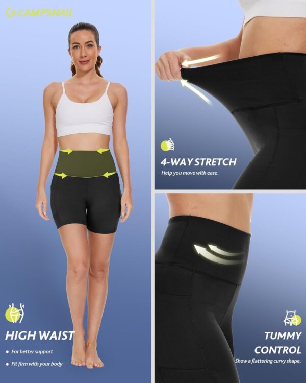 CAMPSNAIL Biker Shorts Women with Pockets - 3"/5"/8" High Waisted Workout Spandex Tummy Control Gym Running Yoga Shorts - Image 6