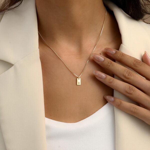 Initial Necklaces for Women 14K Gold Plated Letter Necklace Dainty Gold Name Necklace Personalized Initial Tag Pendant Necklace for Women Trendy Gold Jewelry - Image 4