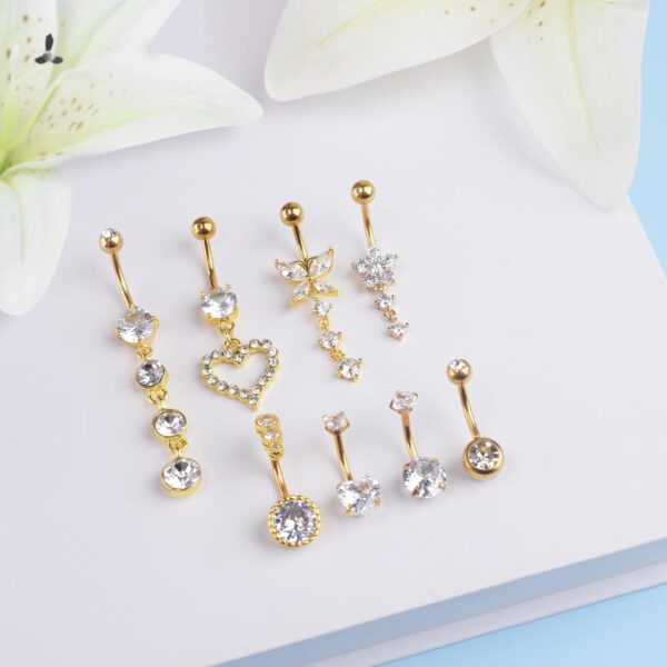 LEE&RO Belly Button Ring Dangle Stainless Steel Belly Rings 14G Belly Button Piercing Cute Navel Ring Belly Piercing Jewelry - Image 7