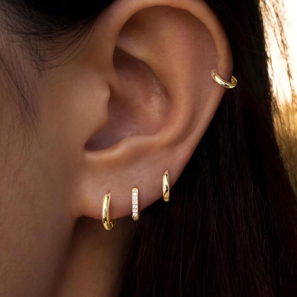 Small Gold Huggie Hoop Earrings Set for Women Men Hypoallergenic 14K Gold Plated Stack Cartilage Earrings, Multiple Piercing Lightweight Mini Thin Cute Dainty Trendy Jewelry Set Gifts for Women - Image 6