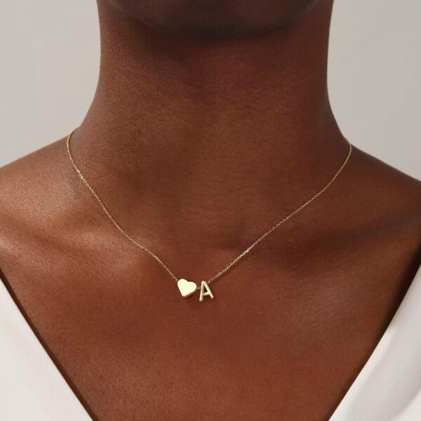 Turandoss Gold Heart Initial Necklace for Women Teen Girls - 18K Gold Plated Letter A-Z Pendant Necklace Dainty Heart Necklaces Tiny Initial Necklaces Birthday Gifts for Women Jewelry - Image 3