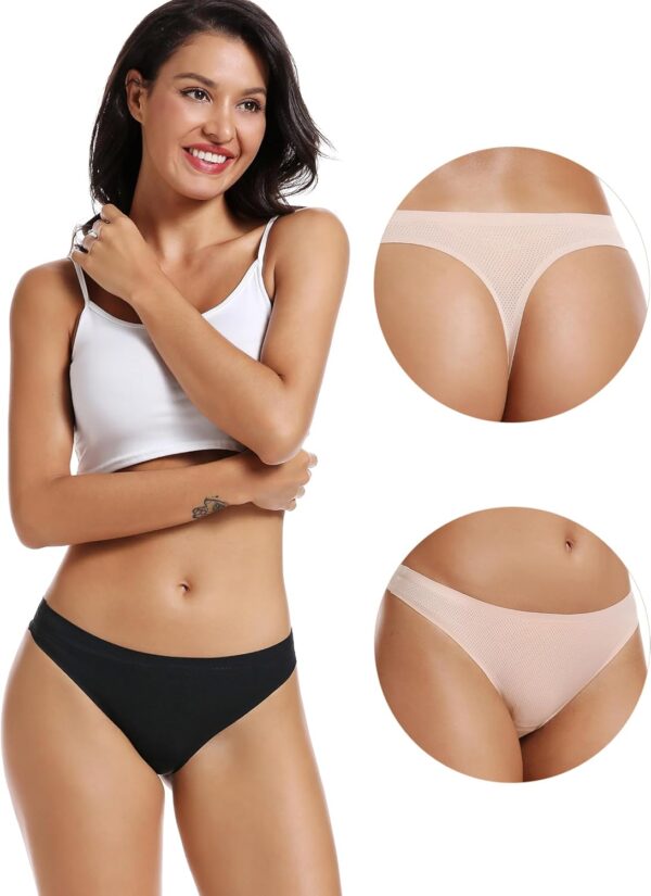 voenxe Seamless Women Underwear Thongs,No Show Ladies Thong,No Line Workout Breathable Comfortable Panties,Soft Undies,5-Pack - Image 5