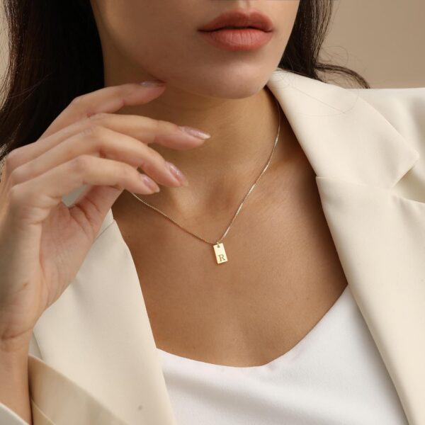 Initial Necklaces for Women 14K Gold Plated Letter Necklace Dainty Gold Name Necklace Personalized Initial Tag Pendant Necklace for Women Trendy Gold Jewelry - Image 5