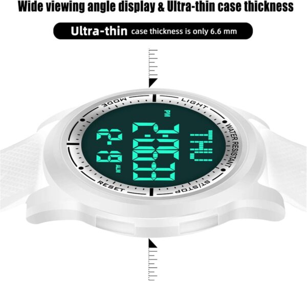 Beeasy Digital Watch Waterproof with Stopwatch Alarm Countdown Dual Time, Ultra-Thin Super Wide-Angle Display Digital Wrist Watches for Men Women - Image 5
